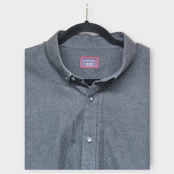 Mens UNTUCKit Dark Gray Long Sleeve Button Up Shirt 100% Cotton Size XXL - Picture 3 of 4